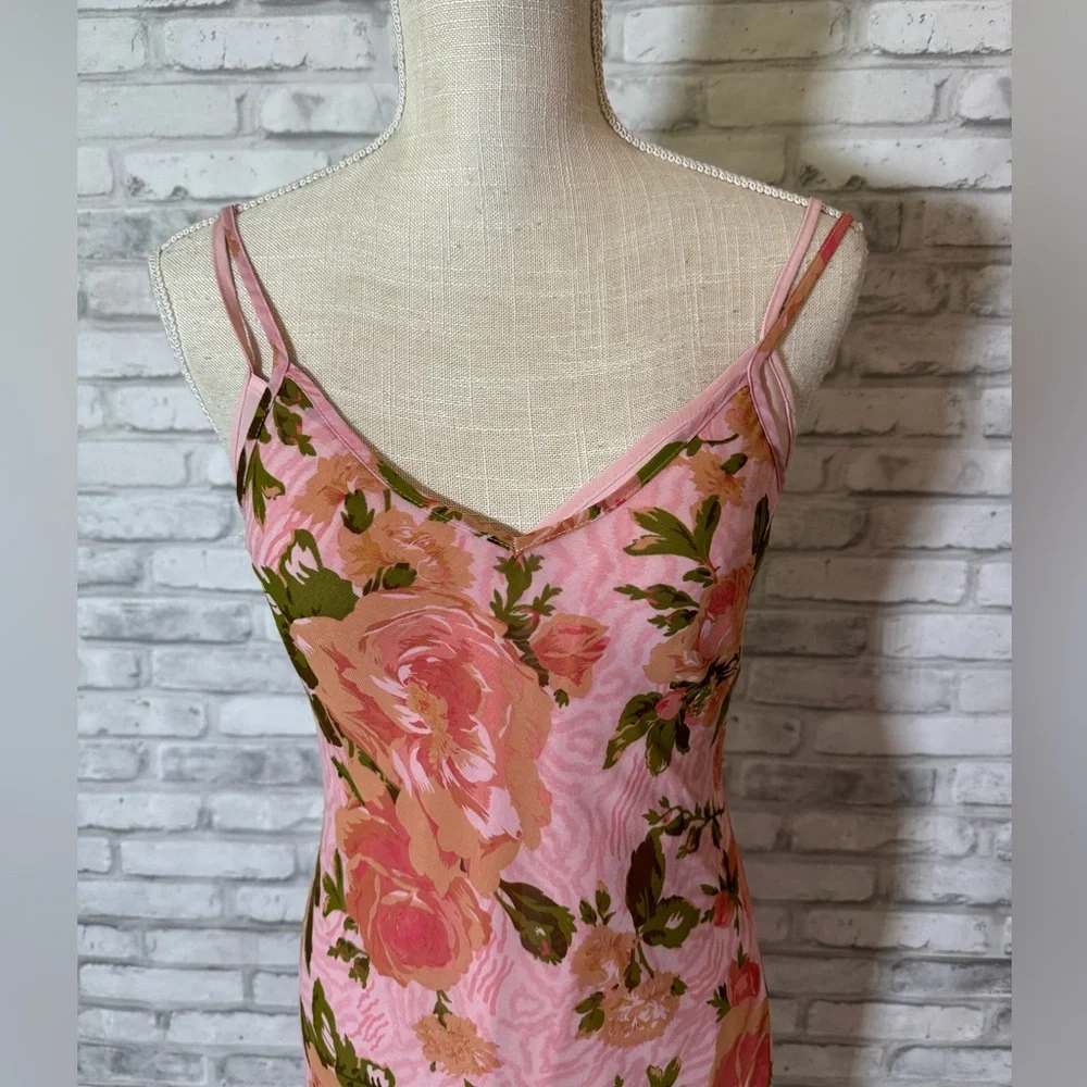 Betsey Johnson Vintage 90s Floral Rose Tori Pink Slip Dress Urban Outfit… - Picture 3 of 16